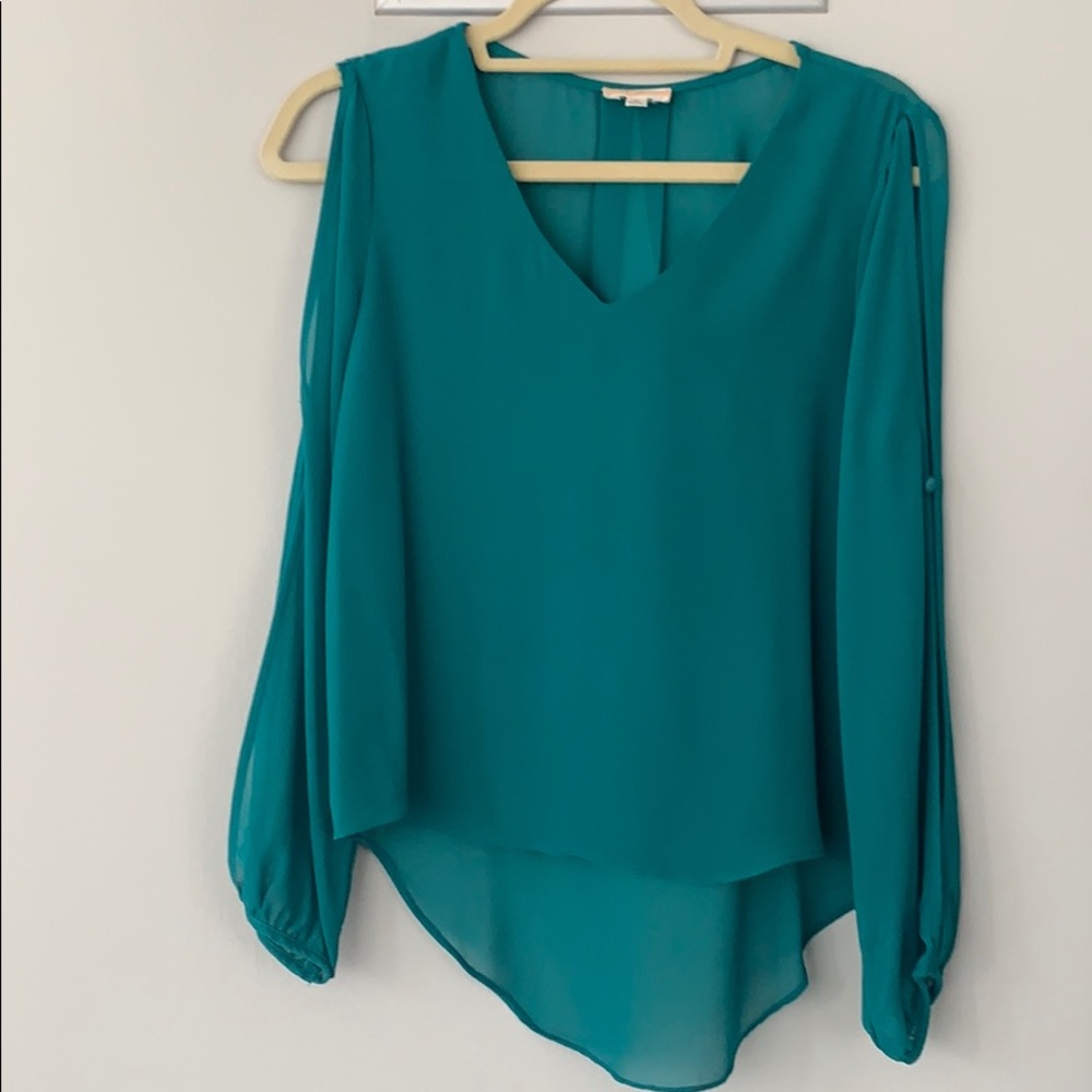 Teal long sleeve blouse
